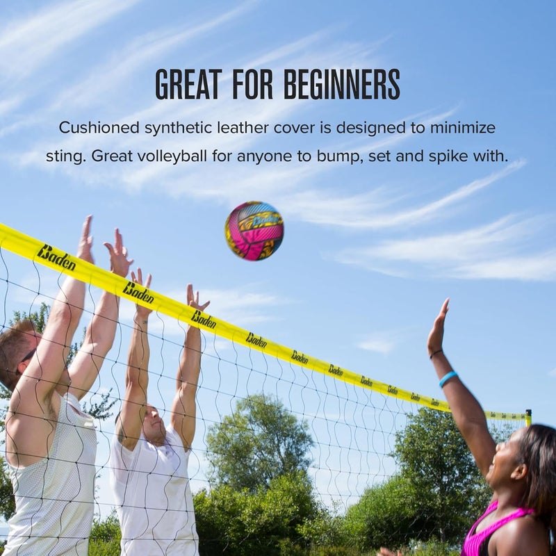 Baden | Fun Design | Official Size & Weight Indoor & Outdoor Volleyball | Bright & Beachy! Soft Touch Synthetic Leather, Durable Stitching |All Ages & Skill Levels - Image 3